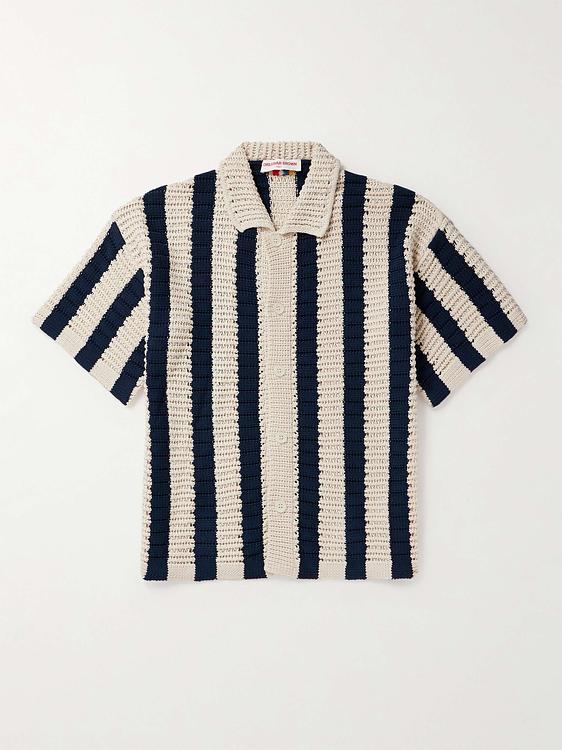 Striped beige short sleeve shirt from Orlebar Brown