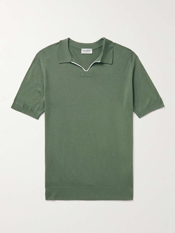 Green short sleeve polo shirt from John Smedley