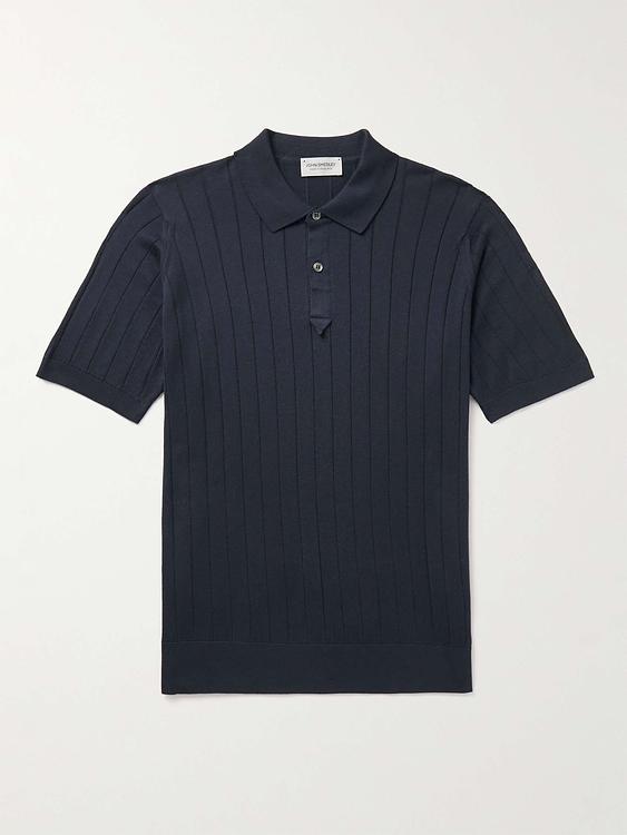 Black short sleeve polo shirt from John Smedley