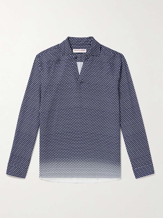 Dotted dark blue casual shirt from Orlebar Brown