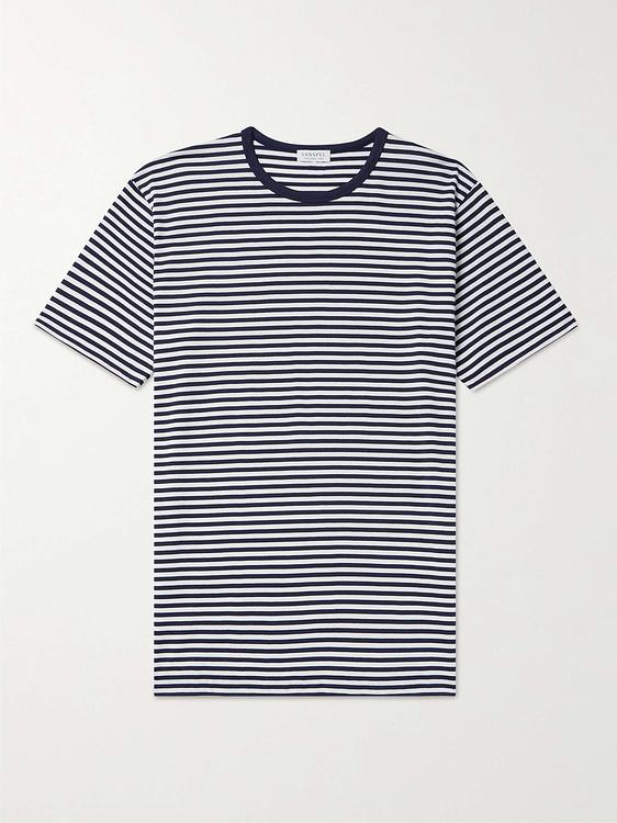 Striped white t-shirt from Sunspel