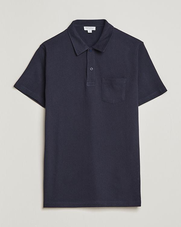 Black short sleeve polo shirt from Sunspel
