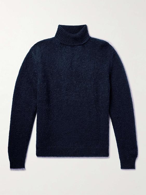 Dark blue turtleneck from Massimo Alba