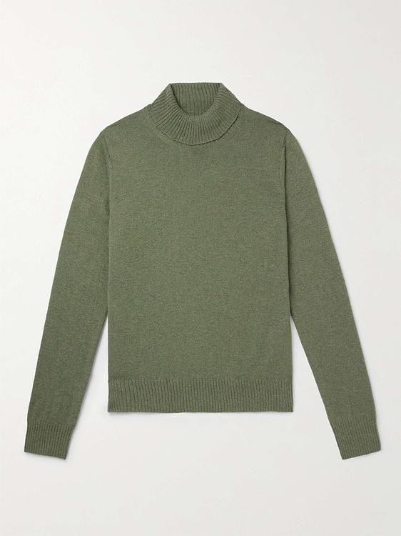 Green turtleneck from Rubinacci