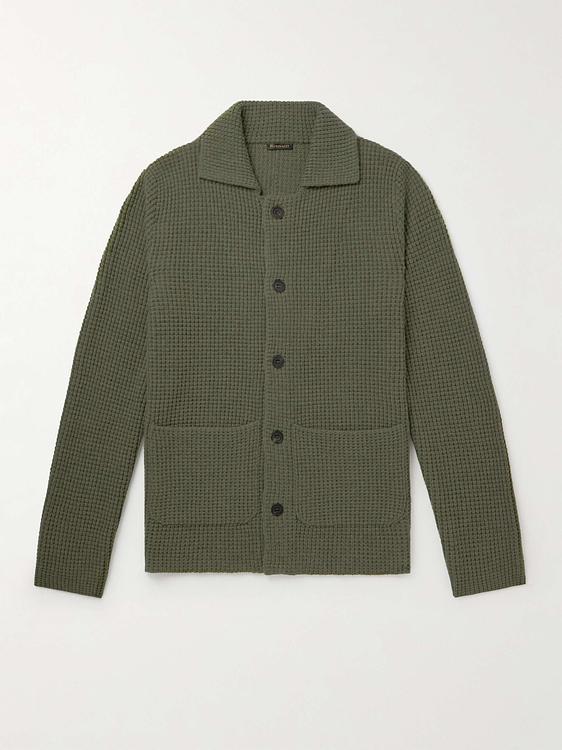 Dark green cardigan from Rubinacci