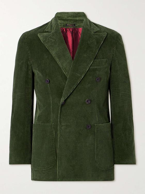 Dark green double-breasted suit jacket from Rubinacci