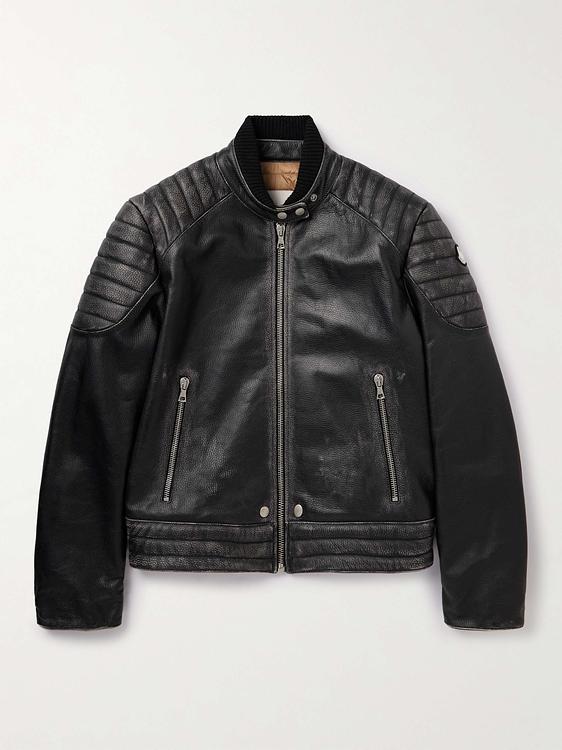 Black leather jacket from Moncler Genius