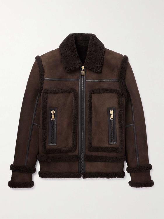 Dark brown leather jacket from Balmain