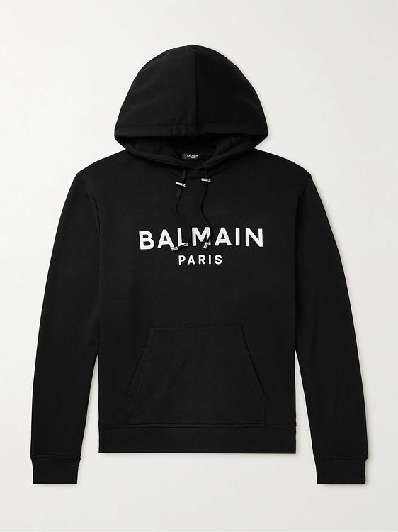 Print black hooded sweatshirt from Balmain