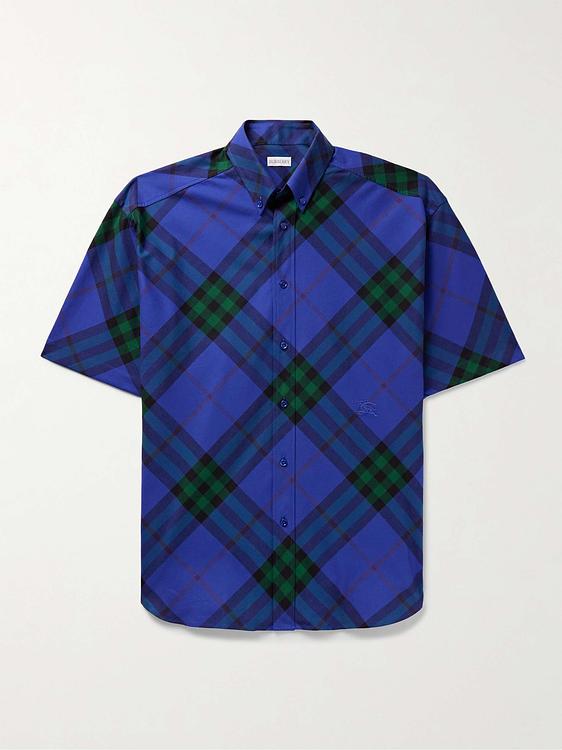 Checkered dark blue short sleeve shirt from Burberry