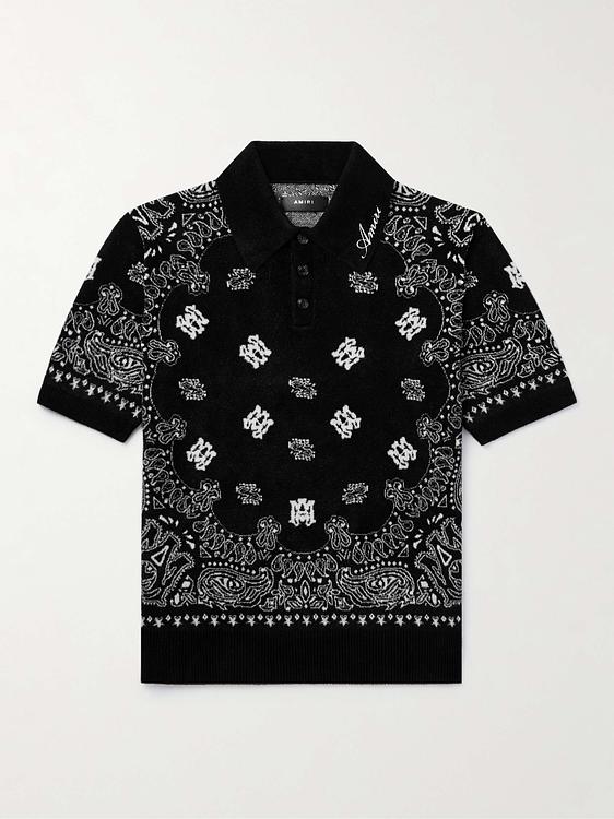 Black short sleeve polo shirt from Amiri