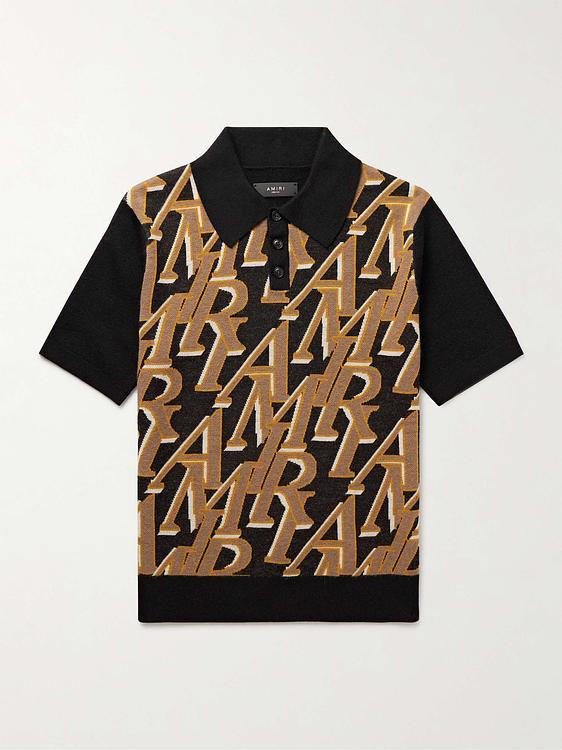 Black short sleeve polo shirt from Amiri