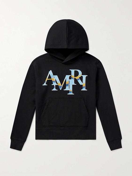 Print black hooded sweatshirt from Amiri