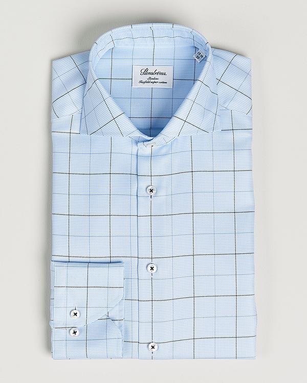 Checkered light blue business shirt from Stenströms
