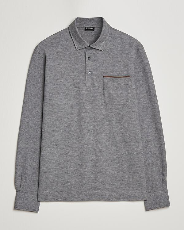 Grey long sleeve polo shirt from Zegna