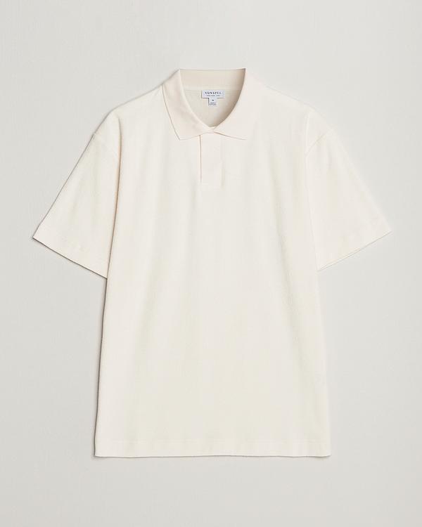 White short sleeve polo shirt from Sunspel