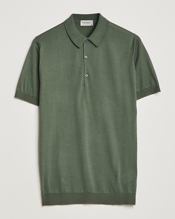 Dark green short sleeve polo shirt from John Smedley