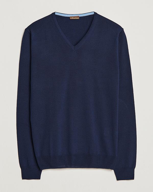 Dark blue v-neck sweater from Stenströms