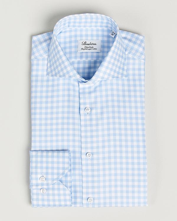 Checkered light blue business shirt from Stenströms