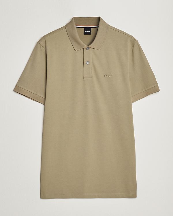 Taupe short sleeve polo shirt from Boss Black