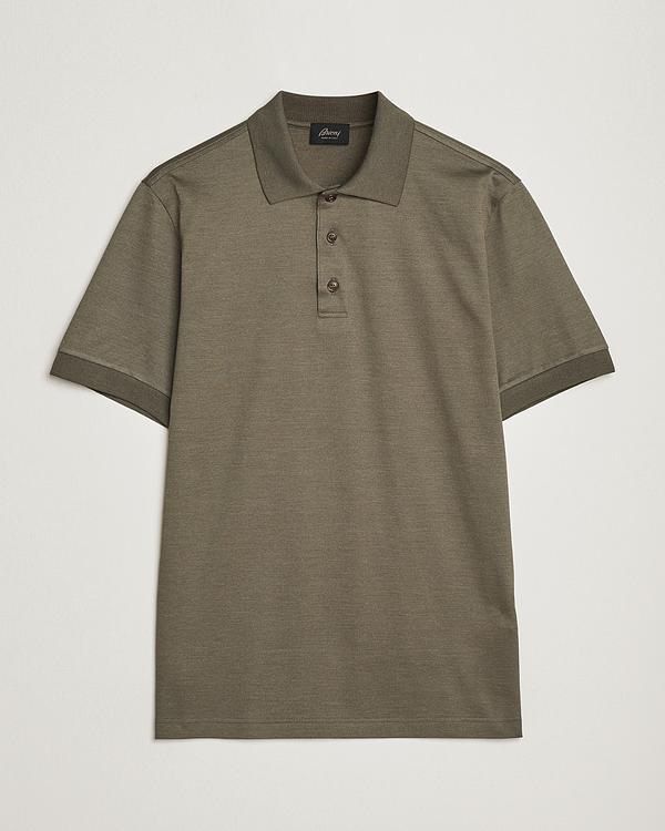 Taupe short sleeve polo shirt from Brioni