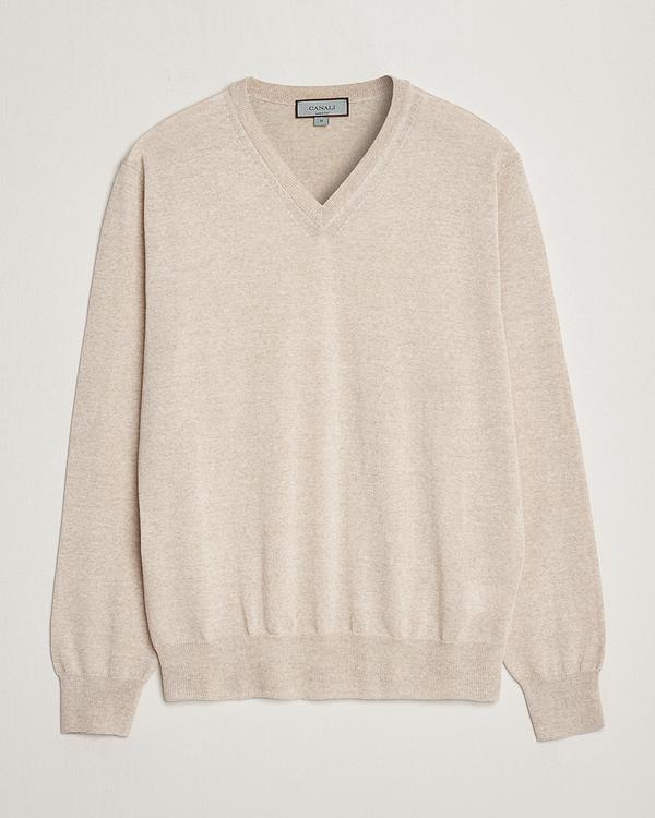 Beige v-neck sweater from Canali
