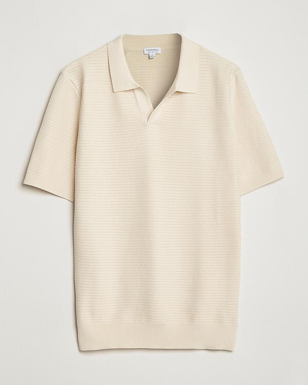White short sleeve polo shirt from Sunspel