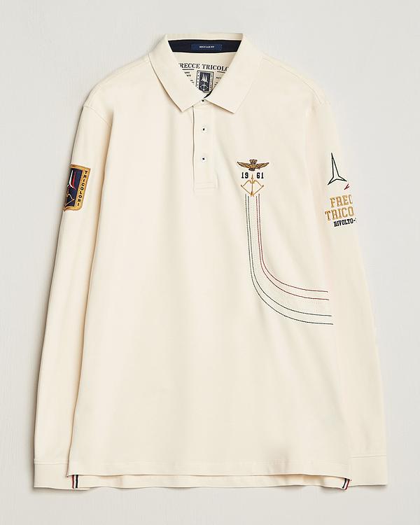 Print white long sleeve polo shirt from Aeronautica militare