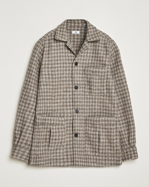 Checkered taupe casual jacket from 100Hands