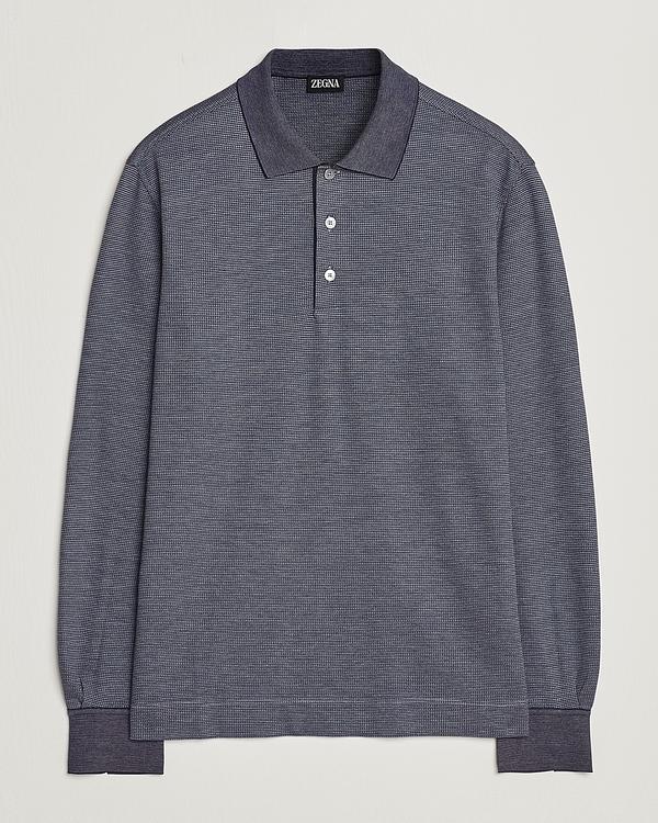 Dark grey long sleeve polo shirt from Zegna
