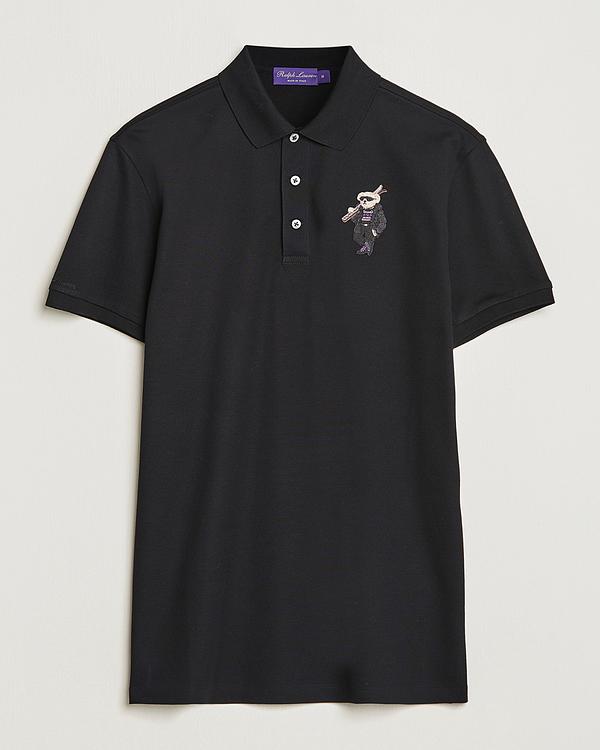 Print black short sleeve polo shirt from Ralph Lauren Purple Label