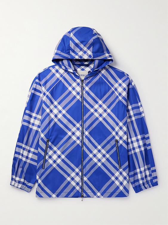 Checkered dark blue hooded sweatshirt from Burberry