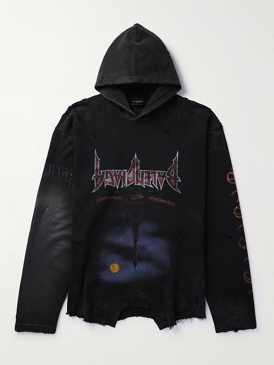 Print black hooded sweatshirt from Balenciaga