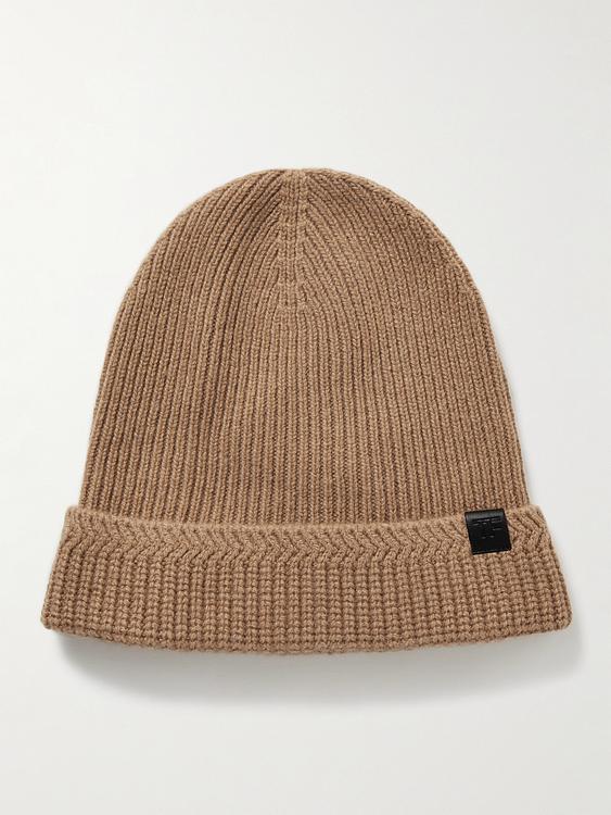 Taupe beanie from Tom Ford