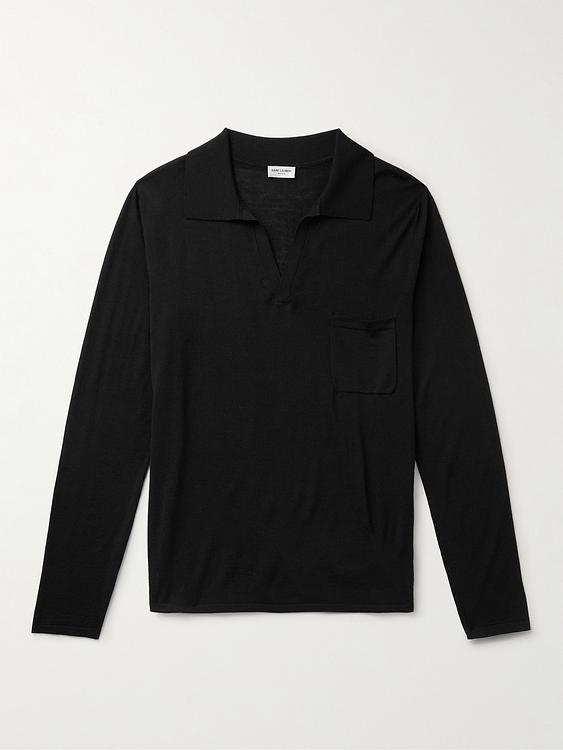 Black long sleeve polo shirt from Saint Laurent