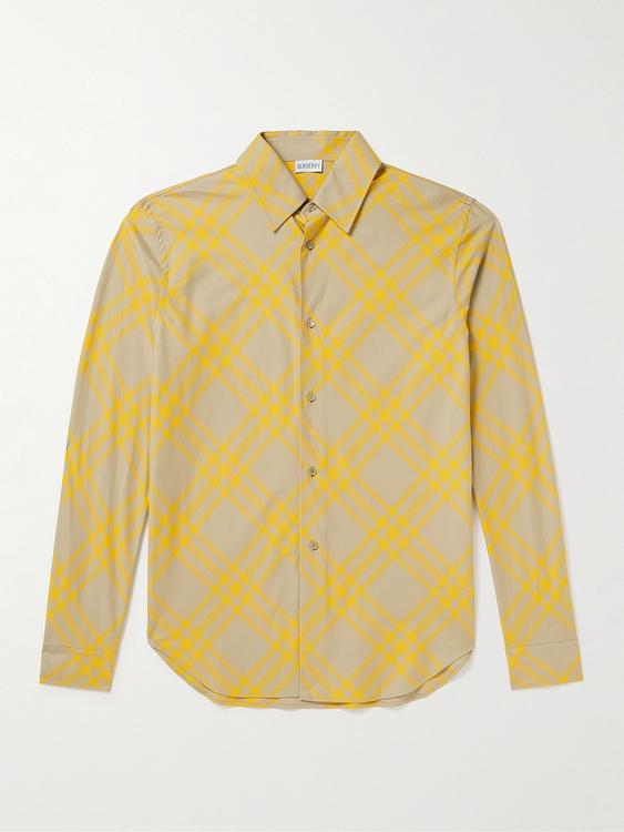 Checkered taupe casual shirt from Burberry