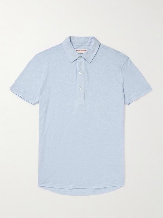Light blue short sleeve polo shirt from Orlebar Brown