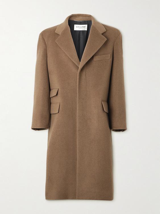 Taupe coat from Saint Laurent