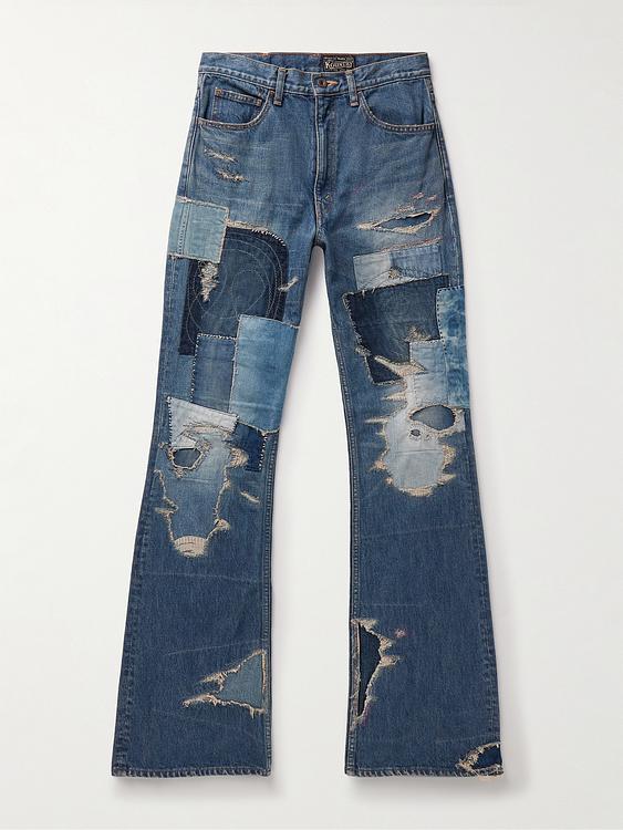 Dark blue distressed jeans from Kapital