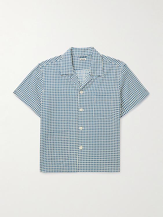 Checkered grey short sleeve shirt from Bode