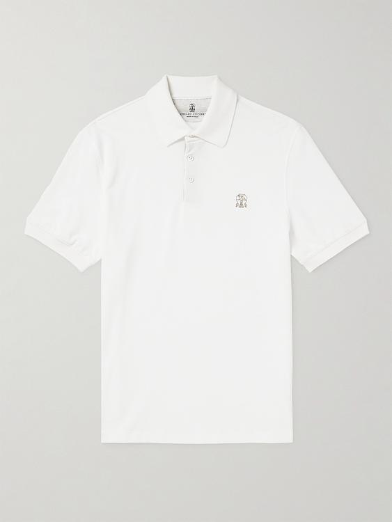 White short sleeve polo shirt from Brunello Cucinelli