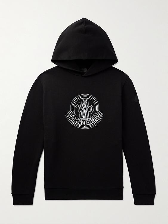 Print black hooded sweatshirt from Moncler