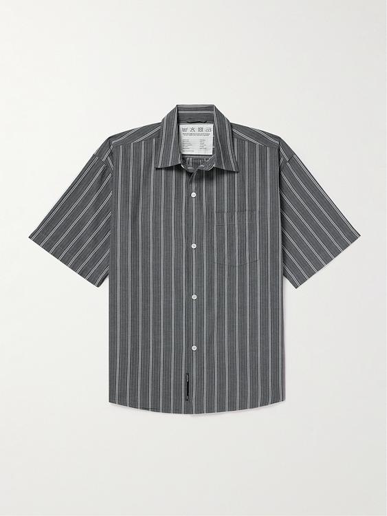 Striped dark grey short sleeve shirt from Mfpen
