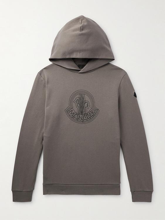 Print taupe hooded sweatshirt from Moncler