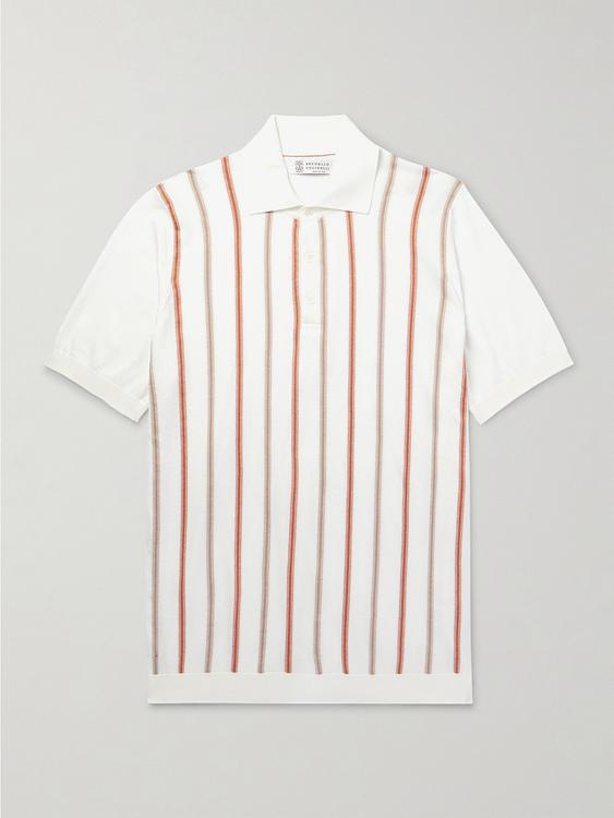 Striped white short sleeve shirt from Brunello Cucinelli