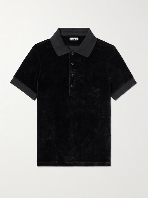 Black short sleeve polo shirt from Tom Ford