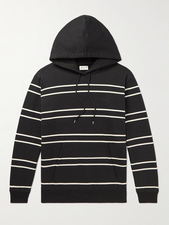 Striped black hooded sweatshirt from Saint Laurent