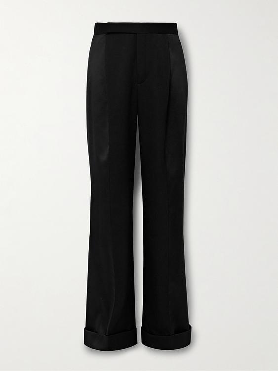 Black wide-leg formal trousers from Saint Laurent