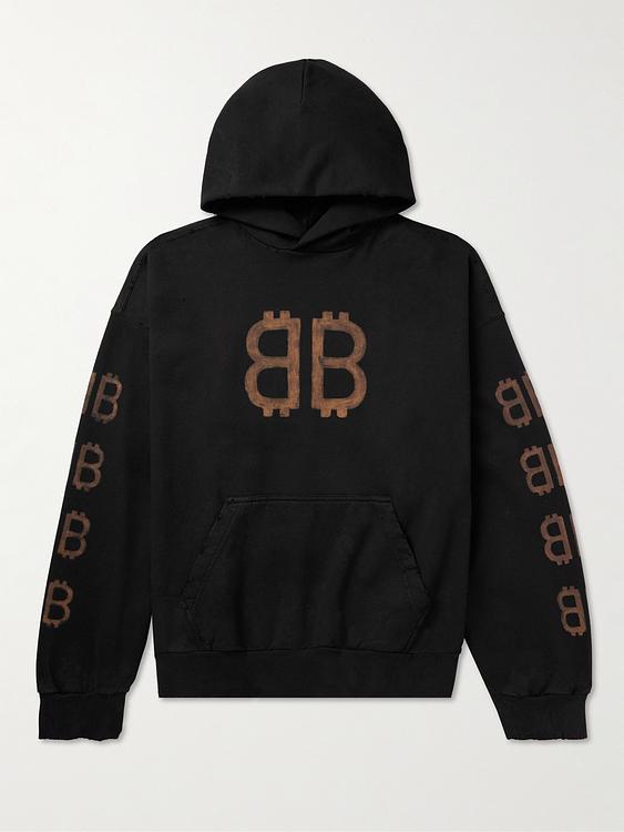 Print black hooded sweatshirt from Balenciaga