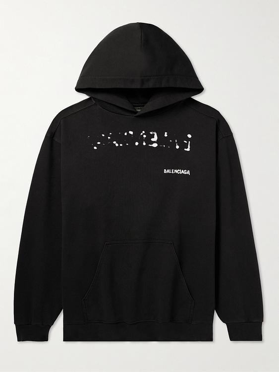 Print black hooded sweatshirt from Balenciaga